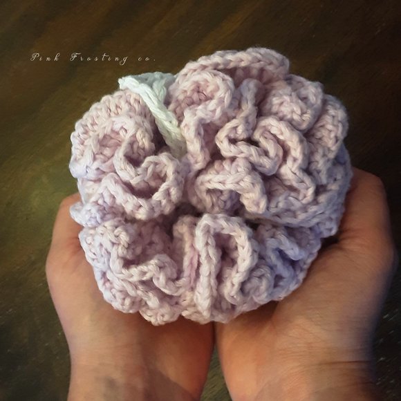 Handmade Crocheted Large Pink Bath Pouf - Picture 5 of 5